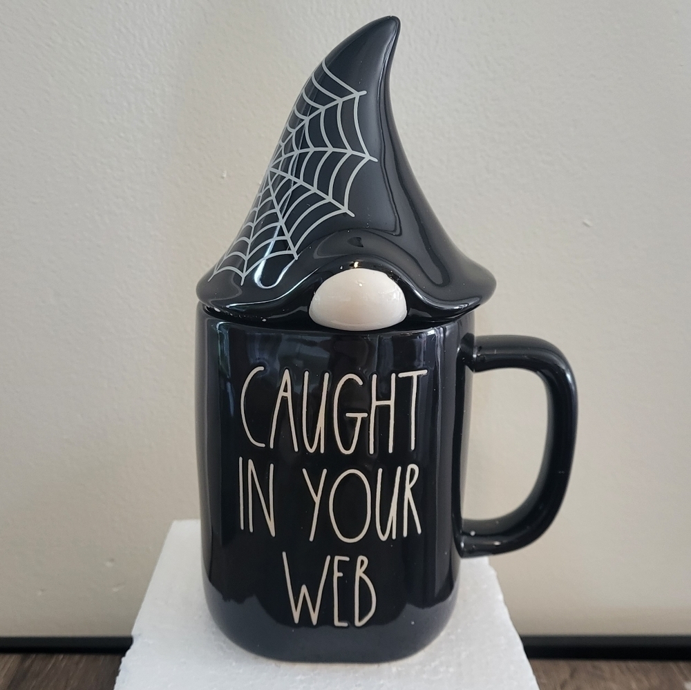 Rae Dunn Caught In Your Web Mug Coffee Cup Halloween Decor Black Spider Fall